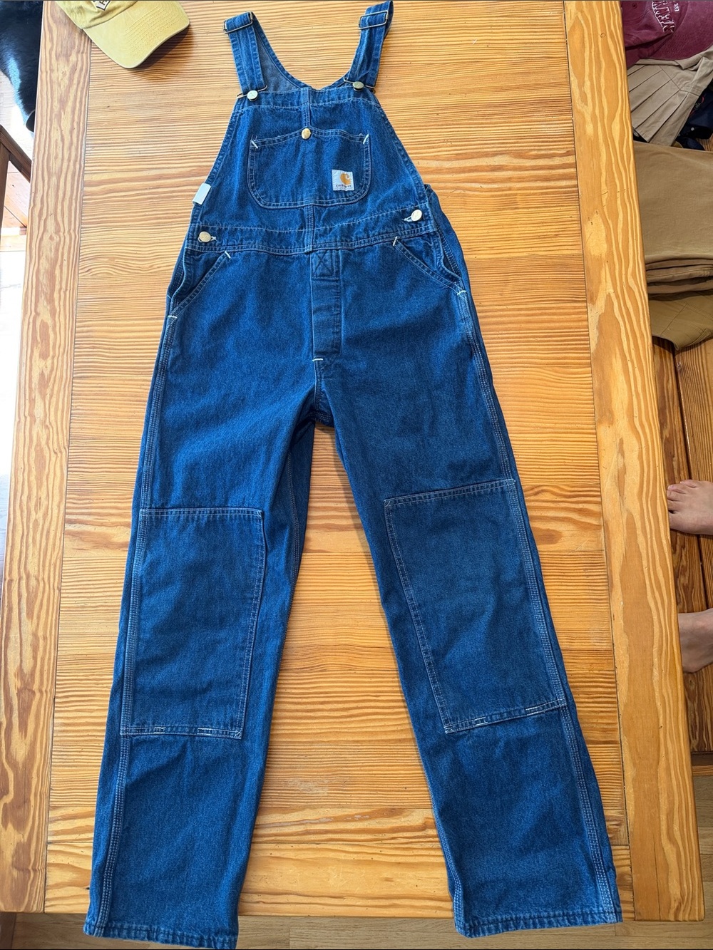 Carhartt Men's Dark Blue Denim Relaxed Fit Overalls